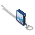 Square keyring with measuring tape, 1M blue colour main view