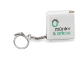 Square keyring with measuring tape, 1M white colour second main view