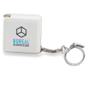 Square keyring with measuring tape, 1M white colour third main view
