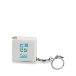Square keyring with measuring tape, 1M view with print area