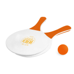 Beach tennis wooden racket and ball for holidays orange colour image with logo 4