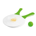 Beach tennis wooden racket and ball for holidays light-green colour image with logo 4