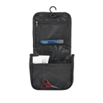 Large polyester toiletry bag for travel black colour third view