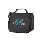 Large polyester toiletry bag for travel black colour image with logo