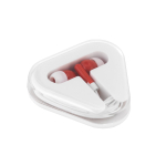Affordable earphones with cable in a case red colour
