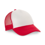 Cap with white front panel & 4 mesh panels red colour
