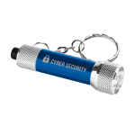 Original aluminium keyring with flashlight blue colour image with logo