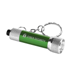 Original aluminium keyring with flashlight green colour image with logo