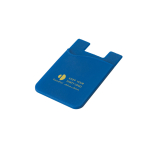 Silicone card holder with sticky tape for promotions blue colour image with logo