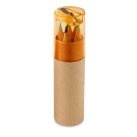 Set of 6 children’s coloured pencils in tube case orange colour