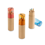 Set of 6 children’s coloured pencils in tube case various colours