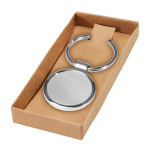 Classic round high-gloss metal keyring silver colour