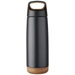 Thermal steel bottle with cork base, 600 ml black colour
