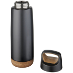 Thermal steel bottle with cork base, 600 ml black colour