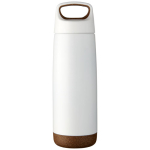 Thermal steel bottle with cork base, 600 ml white colour