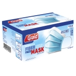 Box of 50 disposable IIR face masks with 3 layers, not printed light blue colour