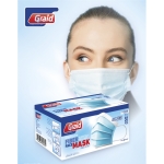 Box of 50 disposable IIR face masks with 3 layers, not printed light blue colour