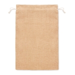 Large natural colour jute bag with string closure, 30x47cm beige colour second view
