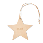 Wooden star-shaped Christmas decorations for promotions wood colour view with print area