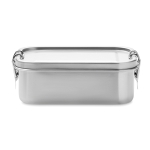 Leak-proof stainless steel lunch box, locking clasps, 750 ml matt silver colour third view