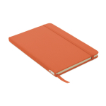 RPET notebook with recycled pages for promos, A5 orange colour