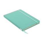RPET notebook with recycled pages for promos, A5 turquoise colour