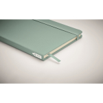 Printed RPET notebook with recycled pages for promos, A5 blue gray colour fifth photographic view