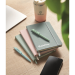 Printed RPET notebook with recycled pages for promos, A5 blue gray colour main ambient view