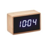 Alarm clock, bamboo housing and LED display wood colour second view