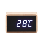 Alarm clock, bamboo housing and LED display wood colour fourth view