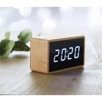Alarm clock, bamboo housing and LED display wood colour ambient view