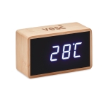 Alarm clock, bamboo housing and LED display wood colour main view