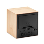 Cube-shaped alarm clock, bamboo housing & temperature display wood colour seventh view