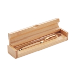 Bamboo ballpoint pen and case set with blue ink wood colour