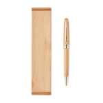 Bamboo ballpoint pen and case set with blue ink wood colour third view