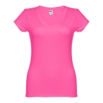 Women's fitted V-neck T-shirt, 150 g/m2, THC Athens fuchsia colour