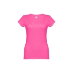 Women's fitted V-neck T-shirt, 150 g/m2, THC Athens fuchsia colour first view