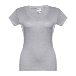 Women's fitted V-neck T-shirt, 150 g/m2, THC Athens marbled grey colour first view