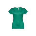 Women's fitted V-neck T-shirt, 150 g/m2, THC Athens marbled green colour first view