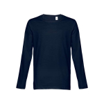 Unisex long-sleeved cotton shirt, 150 g/m2 blue colour first view