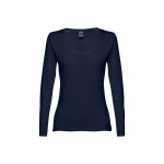 Women's long-sleeved cotton shirt, 150 g/m2 blue colour first view