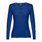 Women's long-sleeved cotton shirt, 150 g/m2 royal blue colour first view
