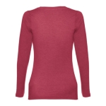 Women's long-sleeved cotton shirt, 150 g/m2 marbled red colour
