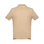Men's cotton polo shirt in colours, 195 g/m2, THC Adam light brown colour first view