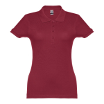 Women's cotton polo shirt in many colours, 195 g/m2 burgundy colour