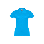 Women's cotton polo shirt in many colours, 195 g/m2 cyan blue colour first view