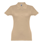 Women's cotton polo shirt in many colours, 195 g/m2 light brown colour