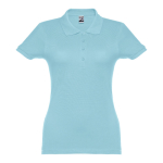 Women's cotton polo shirt in many colours, 195 g/m2 pastel blue colour