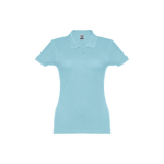 Women's cotton polo shirt in many colours, 195 g/m2 pastel blue colour first view