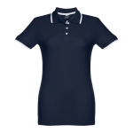 Women's two-tone cotton polo shirt, 210 g/m2, THC Rome navy-blue colour